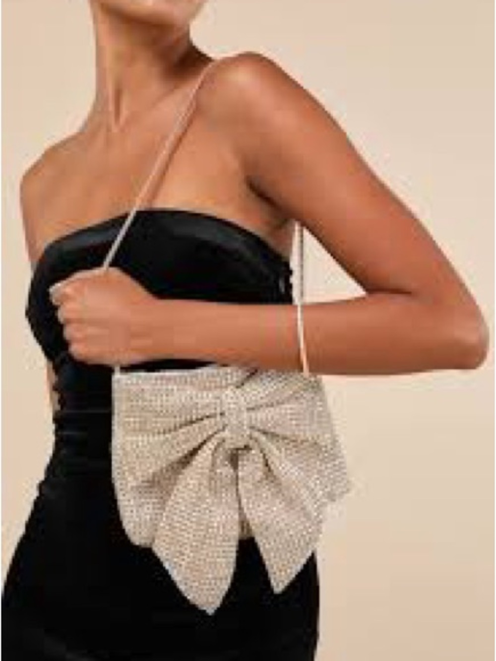 Dolce Vita Rhinestone Bow Shoulder Clutch - Silver